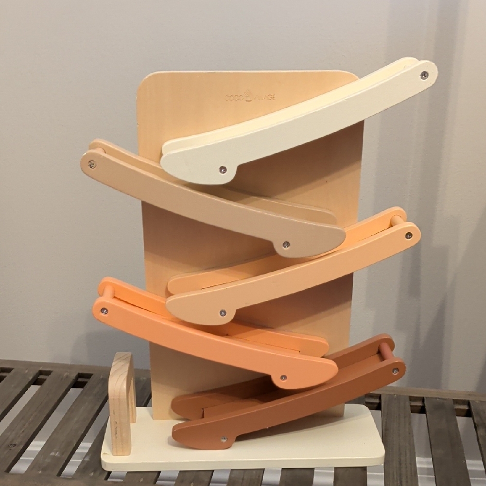 Coco Village Wooden Ramp Racer Toy in Cream and Tan